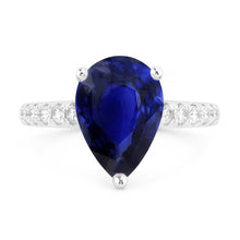 Ladies Gemstone Solitaire Ceylon Sapphire Ring With Accents 4 Carats