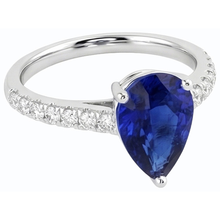 Ladies Gemstone Solitaire Ceylon Sapphire Ring With Accents 4 Carats