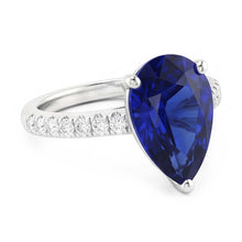 Ladies Gemstone Solitaire Ceylon Sapphire Ring With Accents 4 Carats