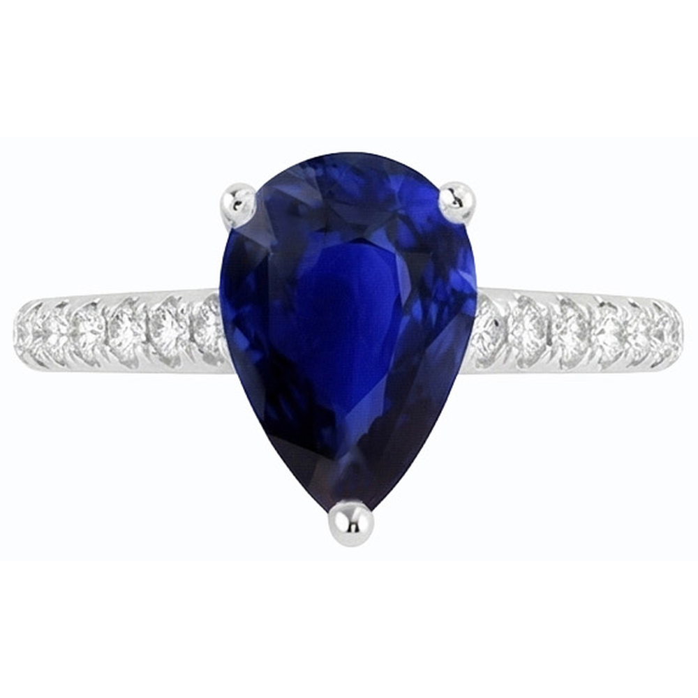 Ladies Gemstone Solitaire Ceylon Sapphire Ring With Accents 4 Carats