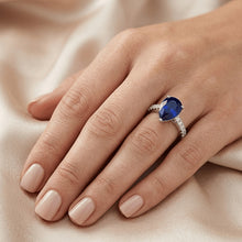 Ladies Gemstone Solitaire Ceylon Sapphire Ring With Accents 4 Carats