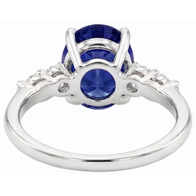 Ladies Gemstone & Natural Earth Mined Diamonds Oval Ceylon Sapphire Ring 4 Carats