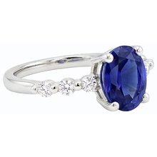 Ladies Gemstone & Natural Earth Mined Diamonds Oval Ceylon Sapphire Ring 4 Carats