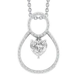 Ladies Genuine Diamond Pendant Round & Heart Old Cut 3.50 Carats