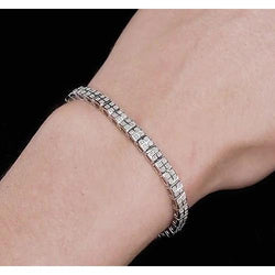 Ladies Genuine Diamond Tennis Bracelet 8 Carats White Gold 14K