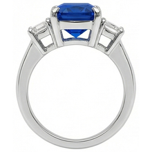 Ladies Gold Natural Earth Mined Diamond Ring Emerald Cut 5 Carats Sapphire Jewellery