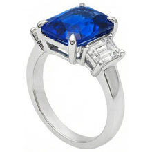 Ladies Gold Natural Earth Mined Diamond Ring Emerald Cut 5 Carats Sapphire Jewellery
