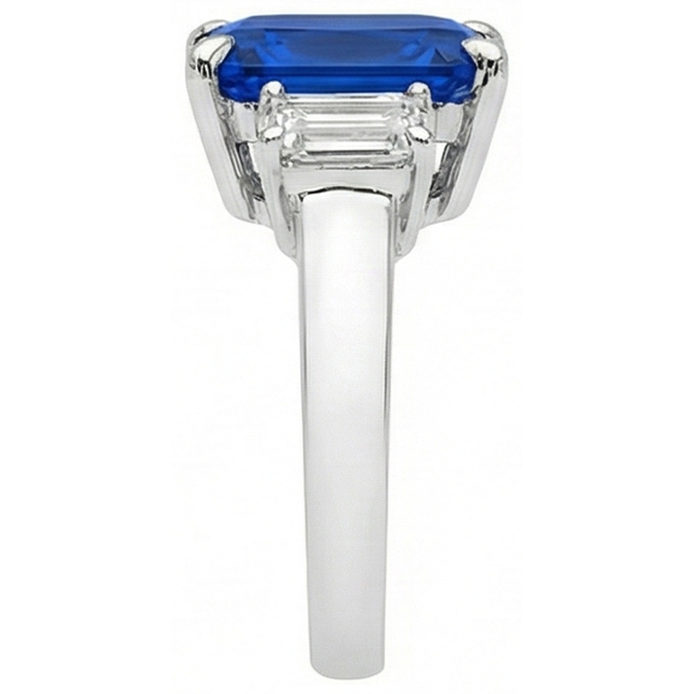 Ladies Gold Natural Earth Mined Diamond Ring Emerald Cut 5 Carats Sapphire Jewellery