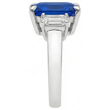 Ladies Gold Natural Earth Mined Diamond Ring Emerald Cut 5 Carats Sapphire Jewellery