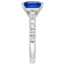 Ladies Gold Natural Earth Mined Diamond Ring Princess Blue Sapphire Accented 4.50 Carats