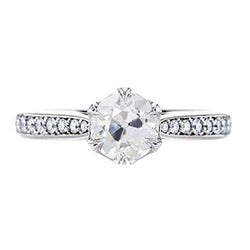 Ladies Gold Wedding Ring 2 Carats Natural Old Mine Cut Diamond Jewelry 14K