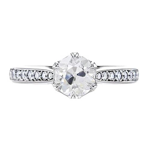 Ladies Gold Wedding Ring 2 Carats Natural Old Mine Cut Diamond Jewelry 14K