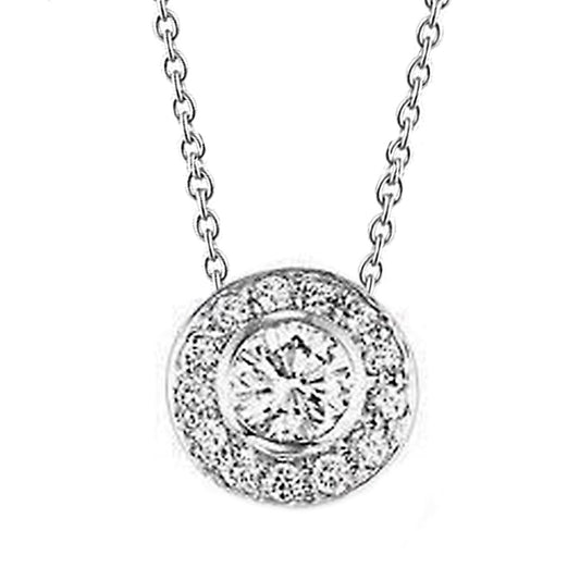 Ladies Gorgeous Real Diamonds Pendant 2.5 Carats Necklace White Gold 14K