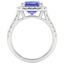 Ladies Halo Deep Blue Sapphire Ring Radiant & Natural Earth Mined Diamonds 3.50 Carats