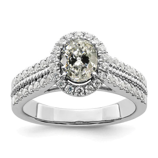 Ladies Halo Engagement Ring Oval Old Miner Real Diamond 5.50 Carats