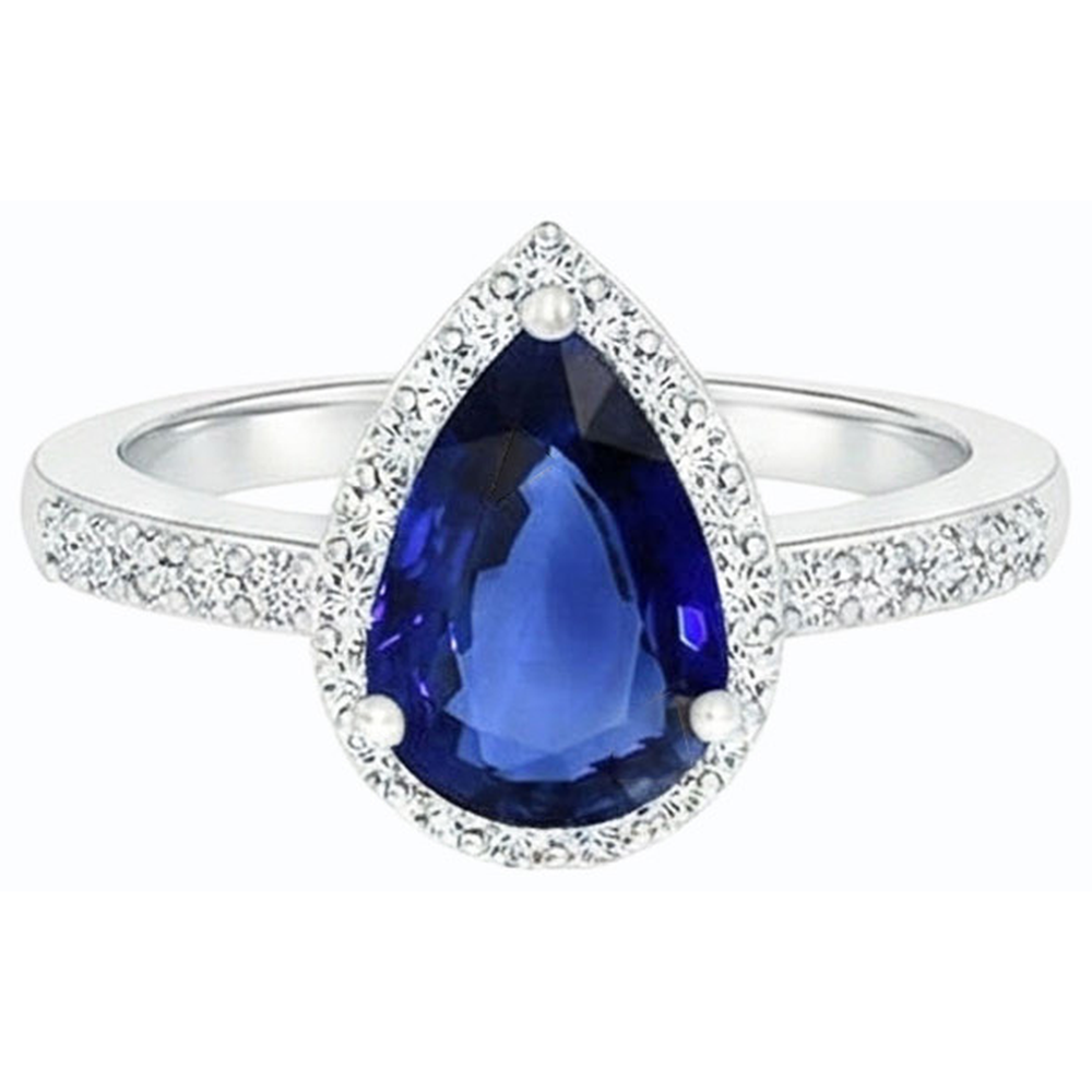natural round sapphire 4ct ring on white background