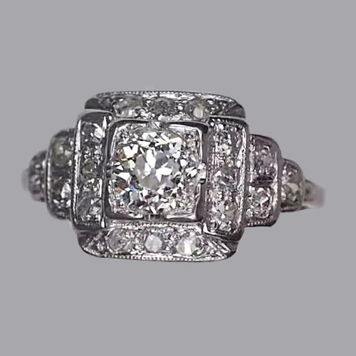 Ladies Halo Genuine Round Old Mine Cut Diamond Ring 2 Carats Jewelry