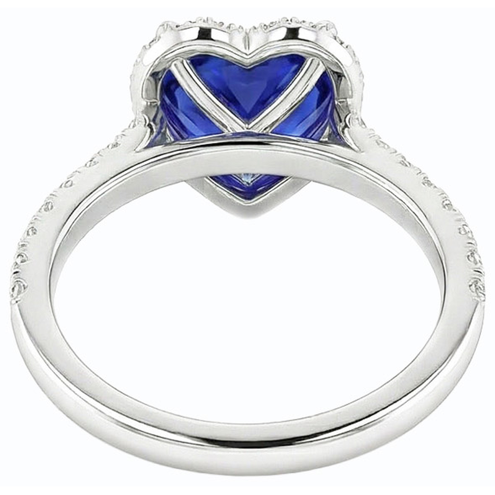 natural round sapphire 3.50ct ring on white background
