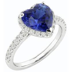 Natural Sapphire Ring 3.50ct - White Gold 14K
