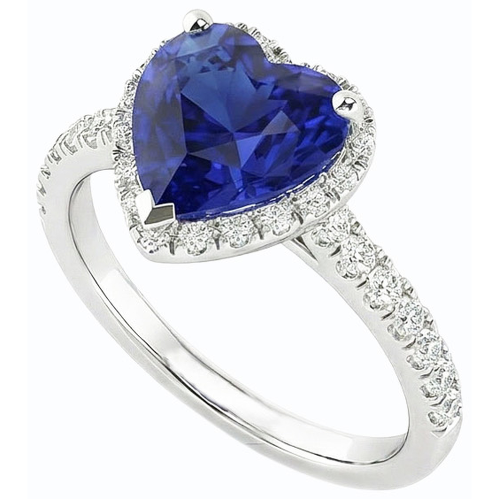 natural round sapphire 3.50ct ring close up detail