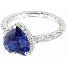 natural round sapphire 3.50ct ring top view