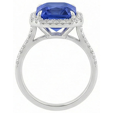 Ladies Halo Natural Earth Mined Diamond Jewellery Ceylon Sapphire Prong Set Gold 5 Carats