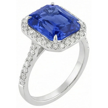 Ladies Halo Natural Earth Mined Diamond Jewellery Ceylon Sapphire Prong Set Gold 5 Carats