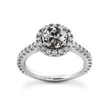 Ladies Halo Old Cut Natural Earth Mined Diamond Ring With Accents 5 Carats Gold