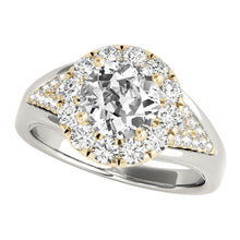 Ladies Halo Old Mine Cut Real Natural Earth Mined Diamond Engagement Ring Two Tone 14K 5 Carats
