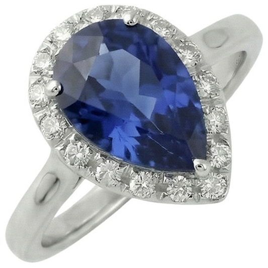 natural round sapphire 2.50ct ring front view