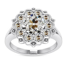 Ladies Halo Ring Round Genuine Old Miner Diamond Star Style Gold 9 Carats