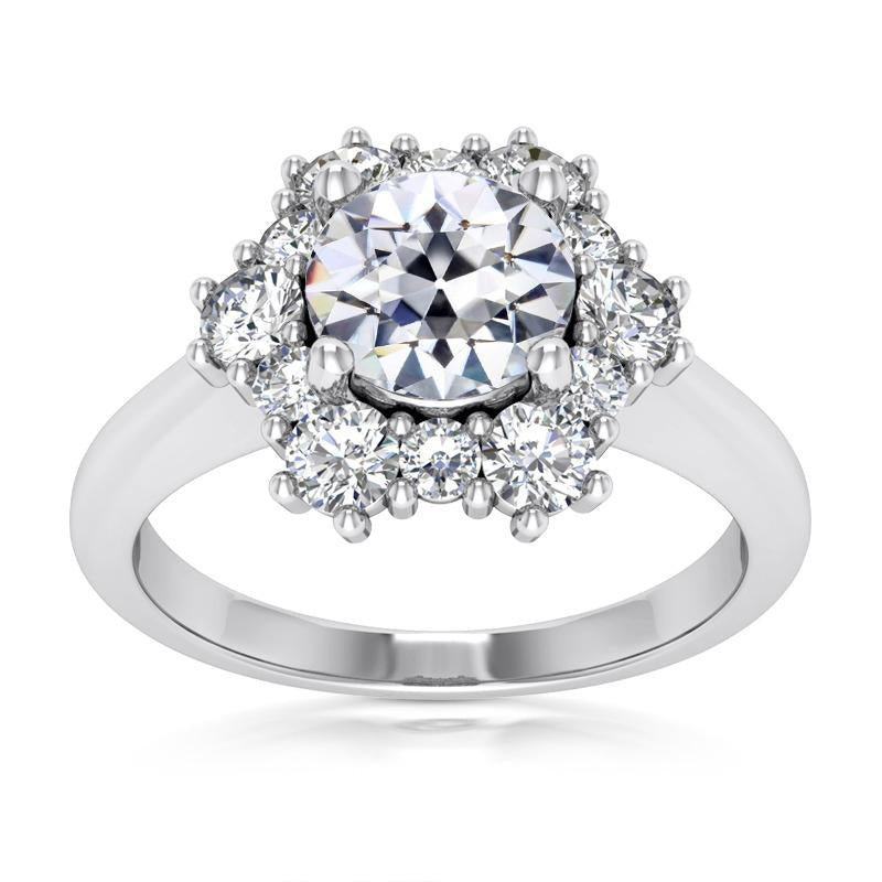 Ladies Halo Ring Round Old Miner Real Natural Earth Mined Diamond Prong Set 8.50 Carats