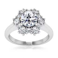 Ladies Halo Ring Round Old Miner Real Diamond Prong Set 8.50 Carats