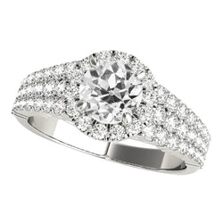 Ladies Halo Ring Round Natural Earth Mined Diamond Multi-Row Pave Set 5 Carats