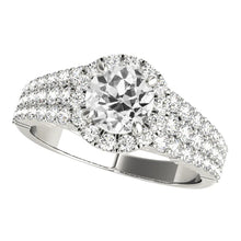 Ladies Halo Ring Round Real Old Miner Diamond Multi-Row Pave Set 5 Carats