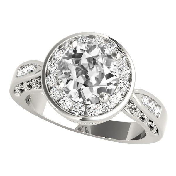 Ladies Halo Round Old Miner Real Diamond Ring 5.50 Carats