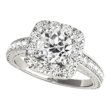 Ladies Halo Round Real Old Mine Cut Diamond Ring Prong Set 4.25 Carats