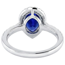Ladies Halo Sri Lankan Sapphire & Natural Earth Mined DIAMOND ( NOT LAB GROWN ) Ring 4 Carats White Gold 14K