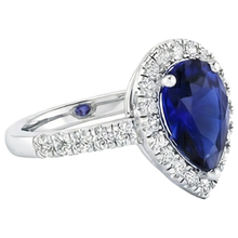 Ladies Halo Sri Lankan Sapphire & Natural Earth Mined DIAMOND ( NOT LAB GROWN ) Ring 4 Carats White Gold 14K