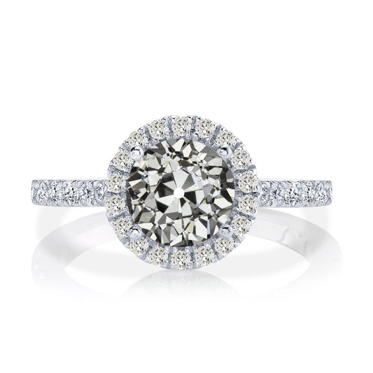 Ladies Halo Wedding Ring Genuine Round Old Mine Cut Diamond 5.50 Carats