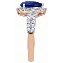 natural round sapphire 4.50ct ring on white background