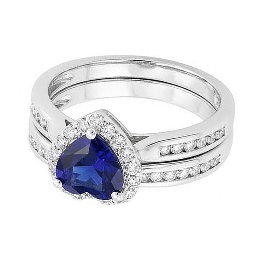 natural round sapphire 3.50ct ring top view