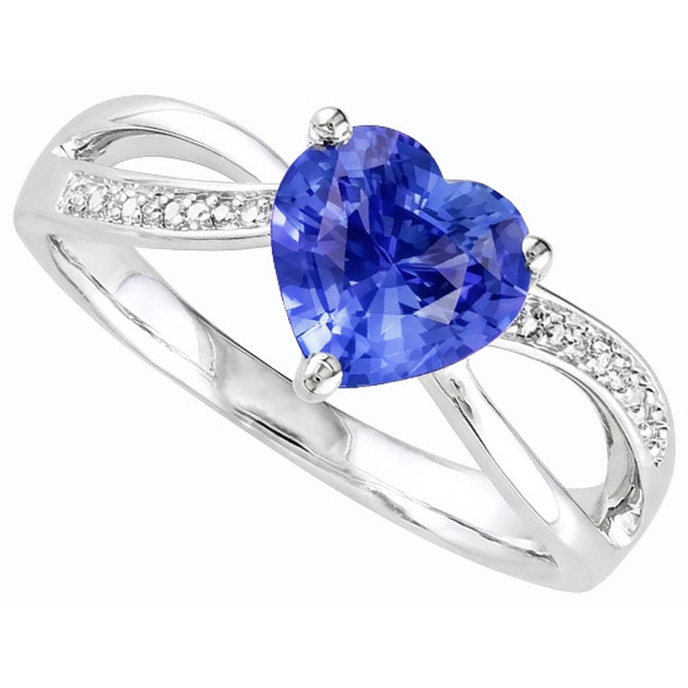 Ladies Heart Gemstone Blue Sapphire Ring 3.50 Carats Split Shank Jewellery