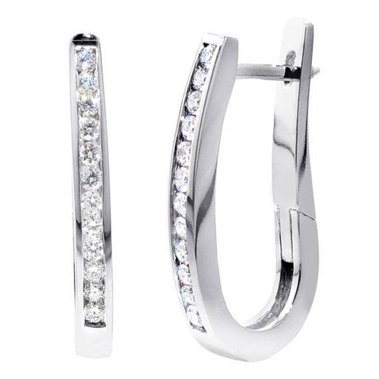 Ladies Hoop Earrings 3.35 Carats Round Cut Real Diamonds White Gold 14K