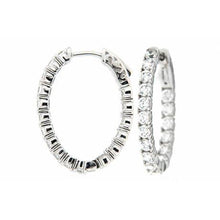 Ladies Hoop Earrings 3.75 Carats Round Cut Real Diamonds 14K White Gold