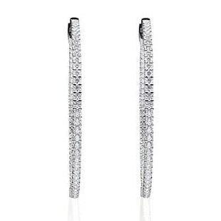 Ladies Hoop Earrings F Vvs1 4.30 Carats Real Diamonds White Gold 14K 4