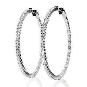 Ladies Hoop Earrings F Vvs1 4.30 Carats Real Diamonds White Gold 14K 5