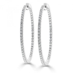 Ladies Hoop Earrings F Vvs1 4.30 Carats Real Diamonds White Gold 14K