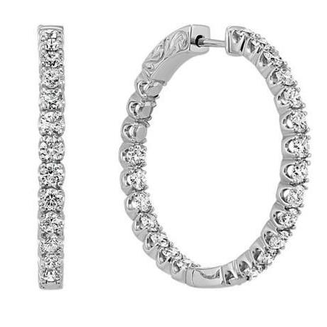 Ladies In And Out Natural Diamond Hoops