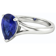 Ladies Jewellery Solitaire Pear Cut Ceylon Sapphire Ring 2 Carats